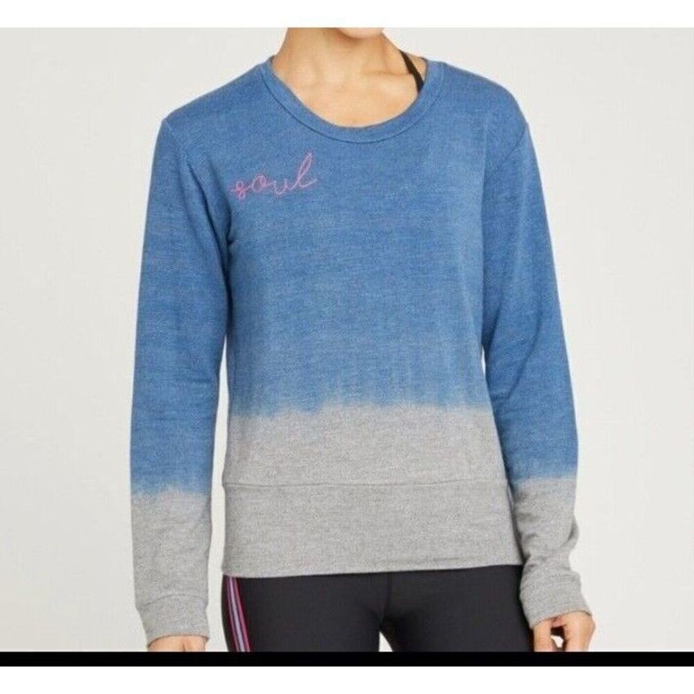 Monroe + Soul Cycle Sweatshirt‎ Size Medium Blue Gray Dip Dye